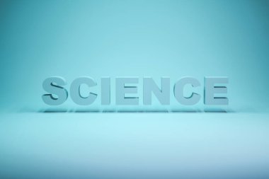 Bilim kelimesi, eğitim araştırması. Metin konsepti. beyaz arkaplan,