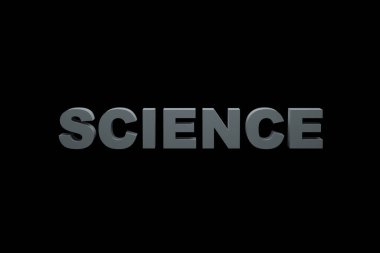 Bilim kelimesi, beyaz arka plan, eğitim araştırması. Metin kavramı.