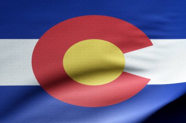 Colorado bayrağı rüzgarda dalgalanıyor.