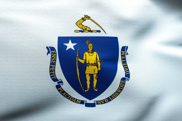 美国马萨诸塞州的国旗 正方形的图像 — 图库照片