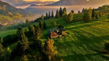 Dağ Çayırında Altın Gün Batımı Işığı