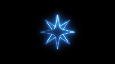 A blue neon glowing abstract animation depicting a dynamic, unfolding star shape on a black background, perfect for tech, future, and energy concepts.