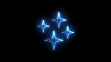 A mesmerizing looping abstract animation features multiple dynamic neon blue glowing star shapes, creating a futuristic, sparkling effect on a dark background for modern design.