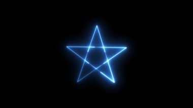 A mesmerizing neon blue glowing five-pointed star animation dynamically forms and loops on a dark background, perfect for abstract, modern, or futuristic design projects.