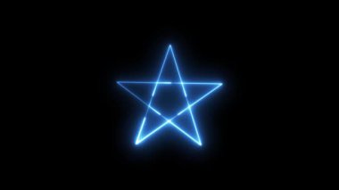 Parlak pembe, mavi, yeşil, kırmızı ve su renginde soyut neon yıldız çizgisi sanatı, dinamik olarak koyu bir arkaplan üzerine çizer ve döngüler çizer, fütüristik tasarım veya olaylar için mükemmeldir..