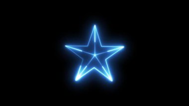 Çoklu canlı neon yıldız, parlak bir efekt ile animasyon ana hatları ve koyu bir zemin üzerinde kusursuz bir döngü, reyting, eleştiri, başarı veya modern soyut tasarım için mükemmel.