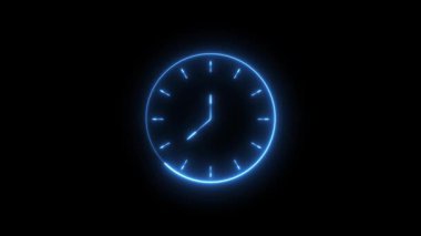 Parlayan ellerle parlayan bir neon saat animasyonu siyah bir arkaplana karşı zamanı sorunsuzca geçirir, geri sayımlar, teslim tarihleri veya dijital görüntüler için mükemmeldir.