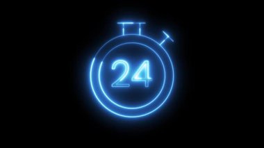 Bu döngü soyut animasyonu çoklu parlak neon 24 saatlik pembe, mavi, yeşil, deniz mavisi ve kırmızı zamanlayıcılar içerir. Sabit hizmeti veya teslimatı göstermek için mükemmeldir..