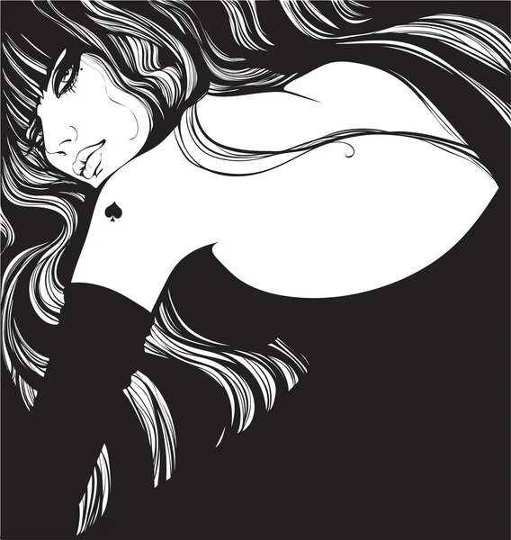 Hermosa mujer vestido negro — Vector de stock