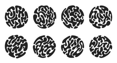 set of liquid fluid circles made of hand draw organic shapes. design for card, invitation, wallpaper, poster