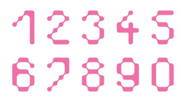 set of numbers from 0 to 9 with black liquid connected circle dots. metaballs pattern on white. abstract geometric shapes collection Point movement flat icon