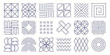 Set, collection of line geometric shapes pattern. Trendy set. set of black shapes, geometric abstract shapes. Modern seamless element