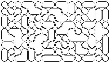 bento background with black liquid connected circle dots.metaballs pattern on white. abstract geometric shapes collection Point movement flat icon