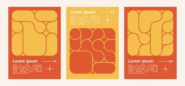 set of black poster with geometric shapes pattern. liquid connected dots, line shapes. elements form, modern design for card, invitation, wallpaper, poster