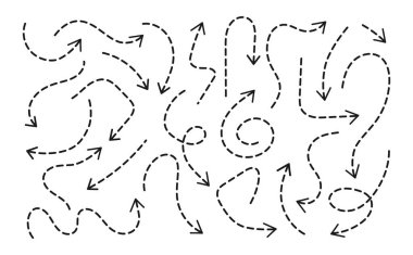 set of simple hand draw doodle line arrow, colorful geometric arrows vector, abstract up down arrows form elements dotted line icon,Sketch design card, invitation, wallpaper, poster, background