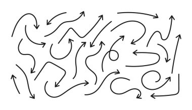 set of simple hand draw doodle line arrow, colorful geometric arrows vector, abstract up down arrows form elements dotted line icon,Sketch design card, invitation, wallpaper, poster, background