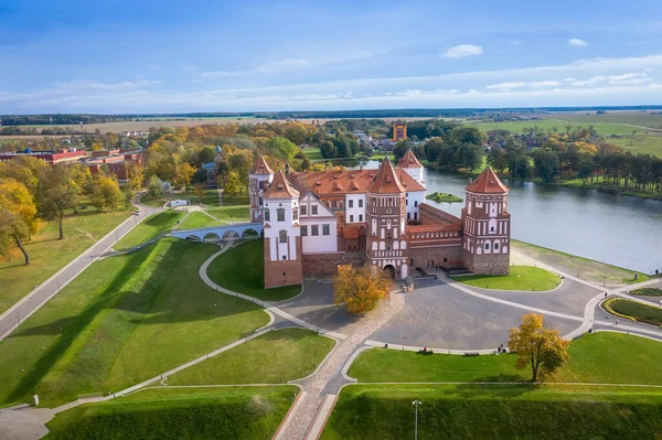 Bielorrússia Castelo Mir Região Minsk Vista Aérea Castelo Medieval Dia — Fotografia de Stock