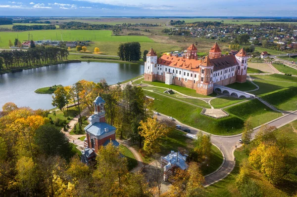 Bělorusko Slavný Hrad Mir Minsku Regionu Letecký Pohled Běloruska Pestrobarevném — Stock fotografie