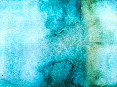 Mavi ve yeşil renklerin bir karışımını içeren soyut suluboya resim.