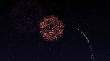 Renkli Yanıp sönen Havai fişekler Neşeli Mutlu Yıllar Parıltısı Parıltısı Gösterişli Kutlama Canlandırması