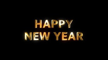 Yeni Yıl Altın Metin Animasyonu Siyah Arkaplanda İzole Edildi