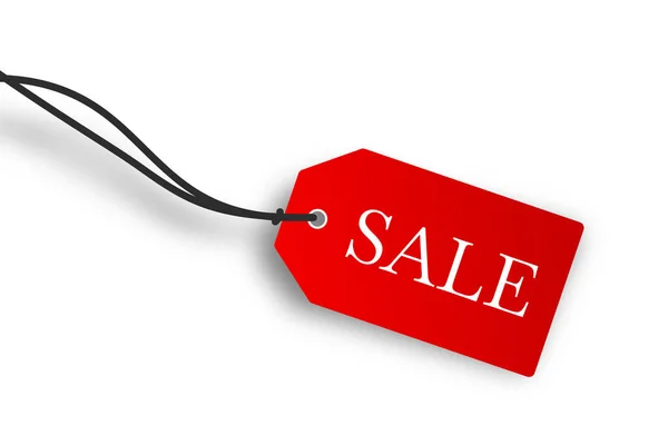 Alışveriş ve Teklif İçin Kırmızı Renkli Satış Etiketi Beyaz Arkaplanda İzole Edildi