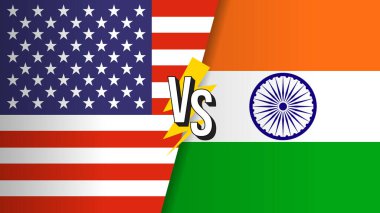ABD - Hindistan Ticaret Savaşı Bayrak Vektörü İllüstrasyon Ekonomik Anlaşmazlığı