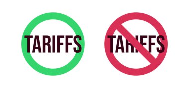 Tarifeler ve Ticari Kısıtlamalar Yeşil Onay ve Kırmızı Yasaklama İşaretli Düz Simge