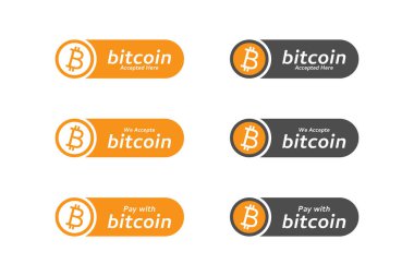 Bitcoin Burada Kabul Edildi Dijital Şifreleme Ödeme Vektörü İllüstrasyonu için Kullanıcı Arayüzü Düğmesi