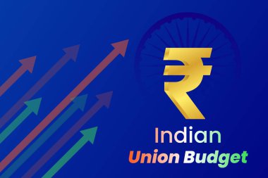 Hindistan Birliği Bütçe Kavramı Hindistan Rupi Sembolü, Mali Büyüme İlerleme Grafik Vektörü İllüstrasyonu