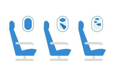 Pencere Görünümü Düz Vektör Simgesi olan Uçak Yolcu Koltuğu