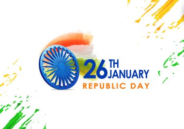 Üç Renkli Bayrak ve Ashoka Çakra ile Hindistan Cumhuriyet Günü Arkaplanı. Ashoka Çakra stok resimleriyle soyut Cumhuriyet Günü Arkaplanı.