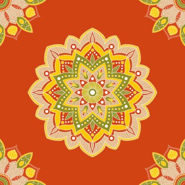 Kağıt, kumaş veya duvar kağıdı sarma için sorunsuz mandala desen. El şark süsleme mandala dekorasyon çekilmiş. Hint, etnik, kabile, peru, bitkisel motifler. Kapak tasarımı