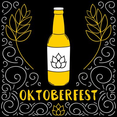 Bira bar, parti veya pub menü için Oktoberfest poster vektör. 