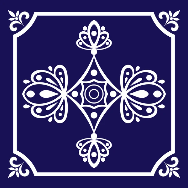 Padrão de telha sem costura vetor azul e branco cor. Azulejo, azulejos portugueses, espanhol, marroquino, mexicano talavera, turco ou delft telhas holandesas design . — Vetor de Stock