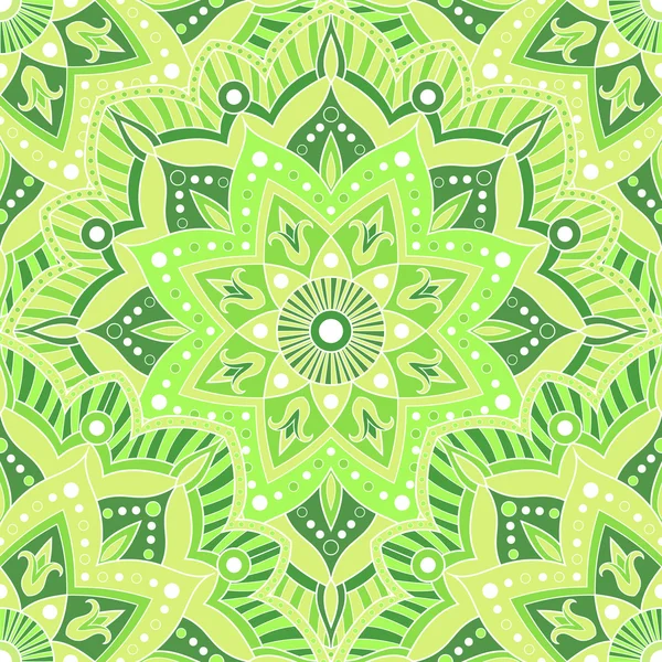 Kağıt, kumaş veya duvar kağıdı sarma için sorunsuz mandala desen. El yeşil süsleme dekorasyon çekilmiş. Hint, oryantal, aşiret, çiçek mandala, Meksika Yazdır.