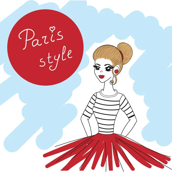 フランス語かわいいフランス人の女の子それファッション イラスト入り — ストックベクター © ruslana_newsom 125077912