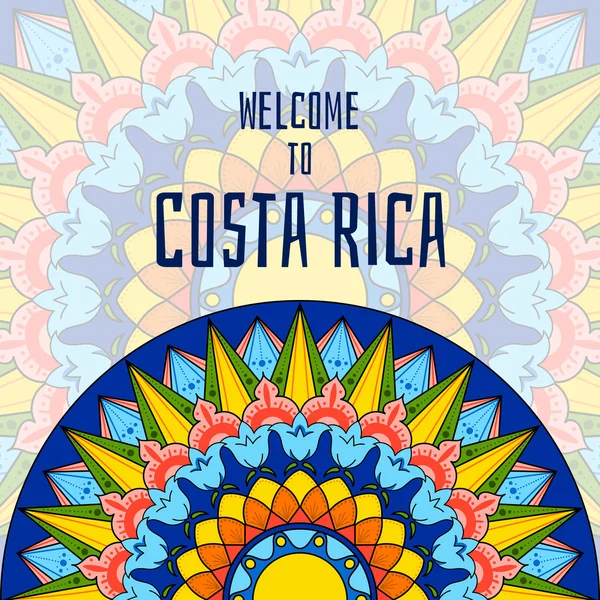 Bienvenido a Costa Rica. Ilustración boho tribal colorido . — Archivo Imágenes Vectoriales