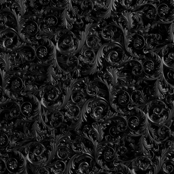 Fondo negro con patrón floral. Renderizado 3D —  Fotos de Stock