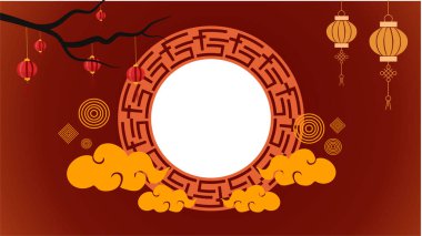 chinese new year background with chinese lanterns and clouds