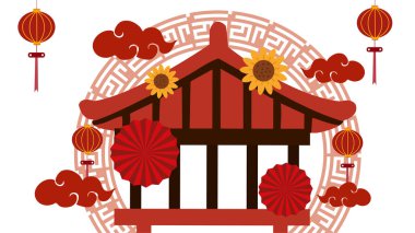 Bahçedeki Çin fenerleri.