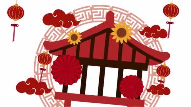 Çin fenerleri ve bulutları