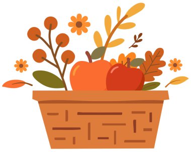 sonbahar yaprakları ve sepeti