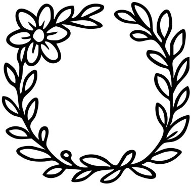 Yaprak simgesi vektör illüstrasyon tasarımlı çiçek çerçevesi