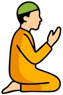 Genç adam camide namaz kılıyor.