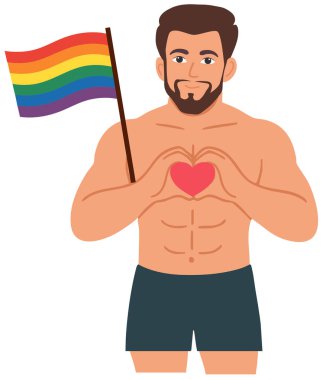 lgbt gurur bayrağı taşıyan bir adam.
