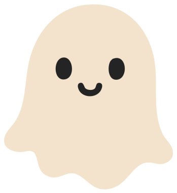 izole edilmiş mutlu hayalet çizgi film tasarımı