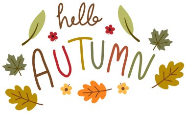 Merhaba sonbahar. Sonbahar yaprakları. El çizimi çizimi. vektör