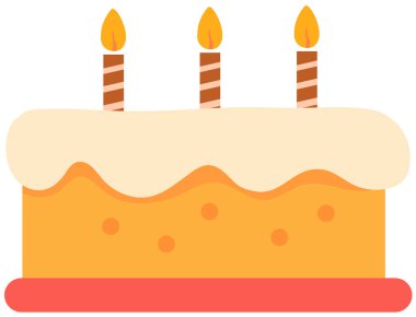 Beyaz arkaplanda doğum günü pastası, illüstrasyon, vektör.