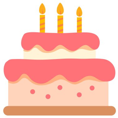 Pasta doğum günü ikonu düz stil